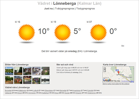 Screenshot av vackertvader.se